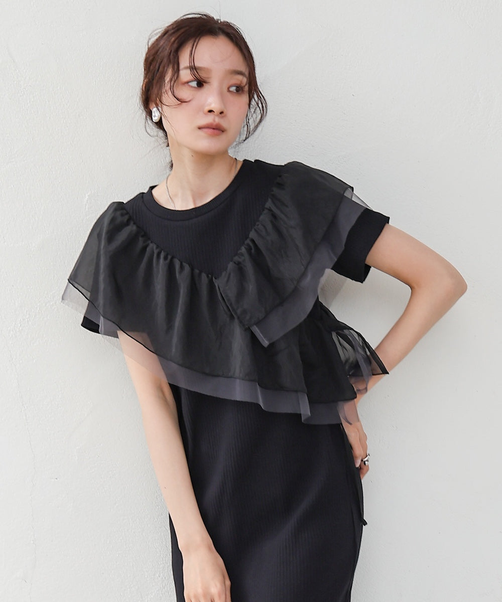 アシメフリルドッキングワンピース