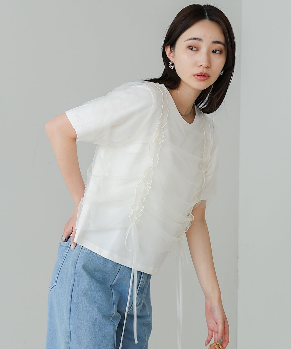 チュールギャザーTシャツ