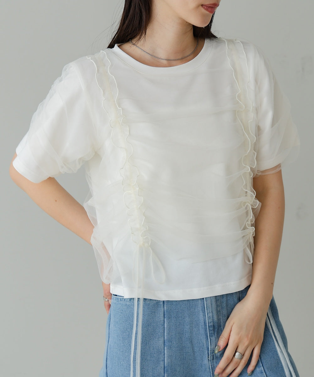 チュールギャザーTシャツ