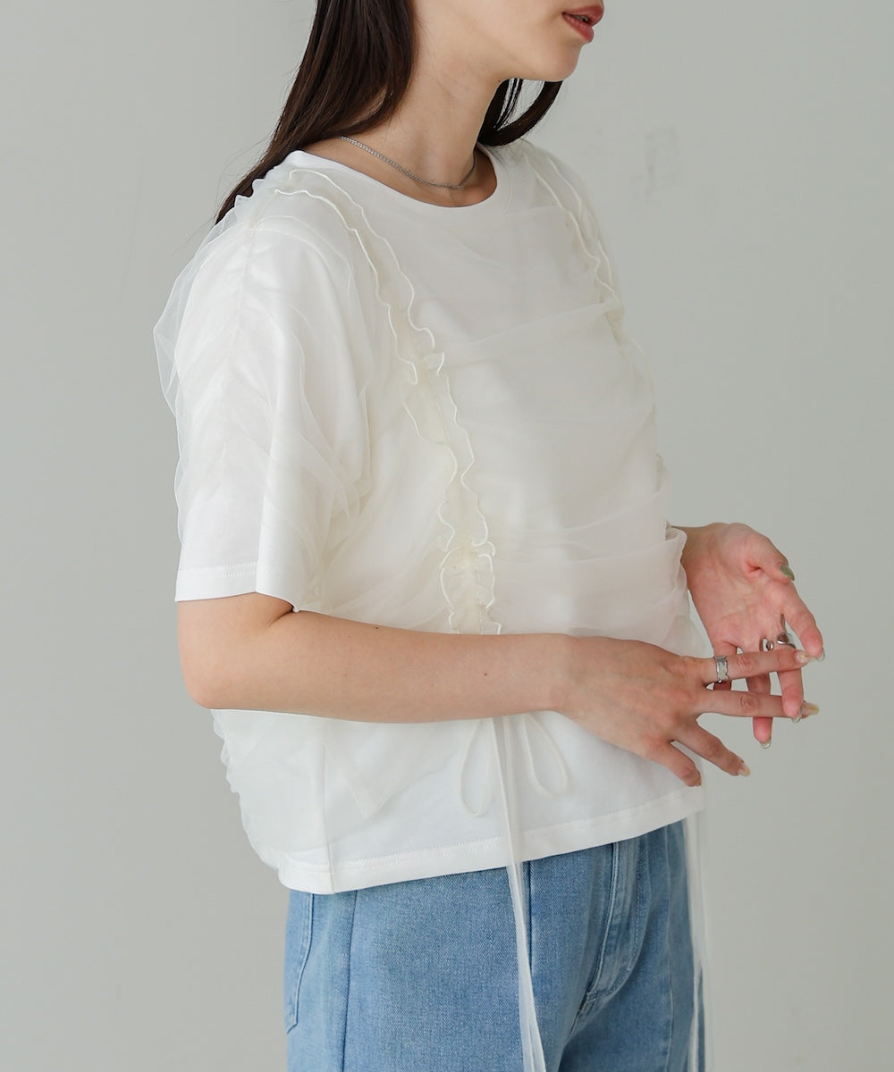 チュールギャザーTシャツ