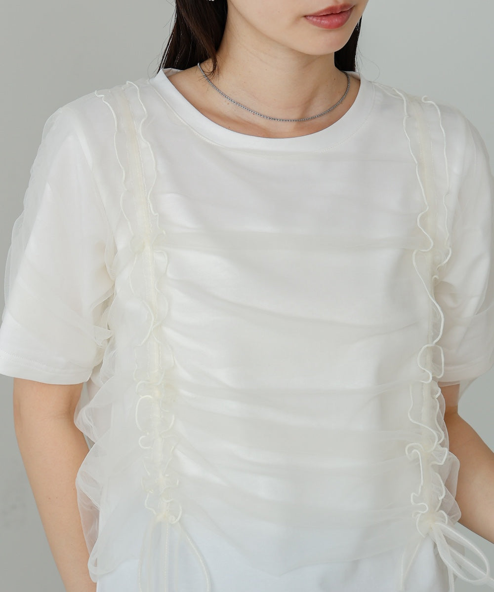 チュールギャザーTシャツ