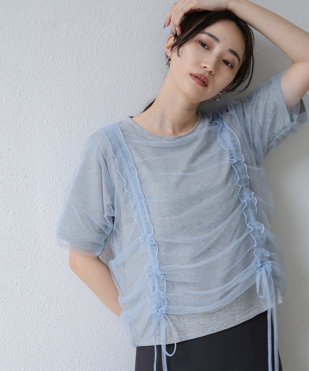 チュールギャザーTシャツ