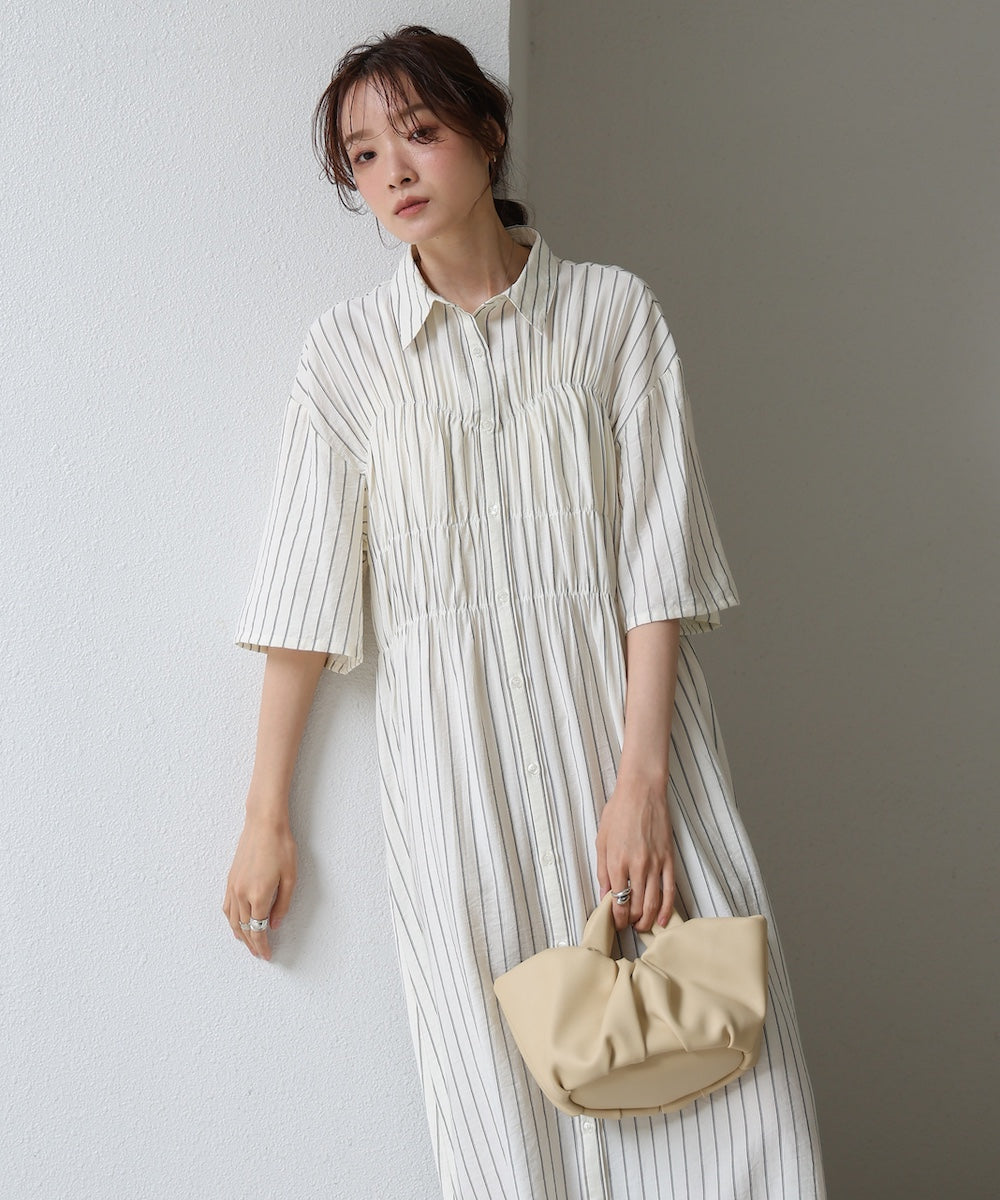 【S・Mサイズ展開】ビスチェ風シャツワンピース