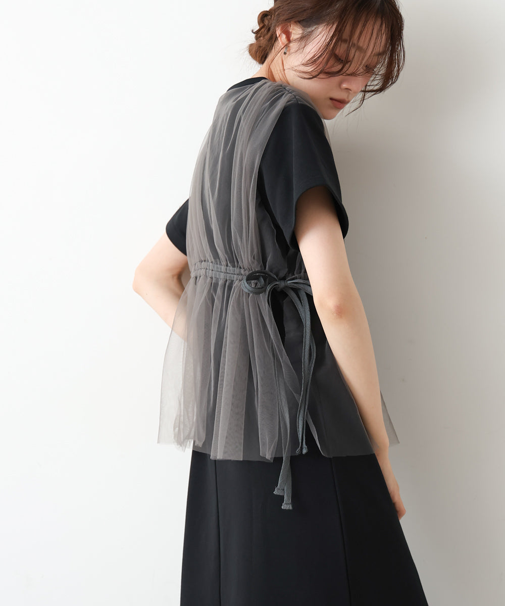 【S・Mサイズ展開】チュールドッキングスウェットワンピース