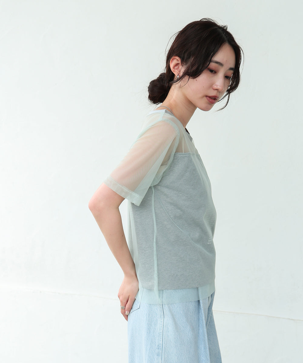 チュールレイヤードロゴTシャツ