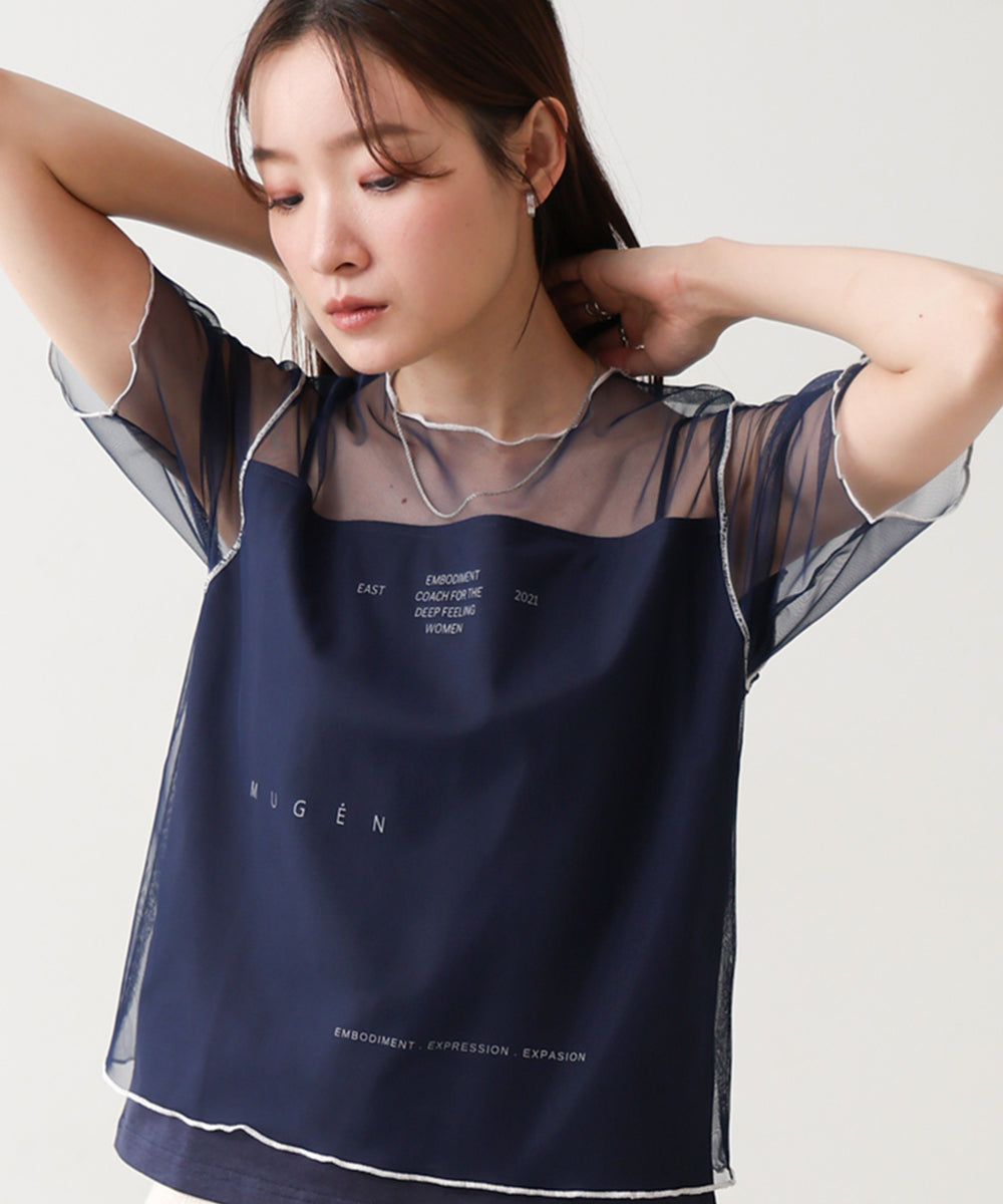 カラーメローチュールレイヤードTシャツ