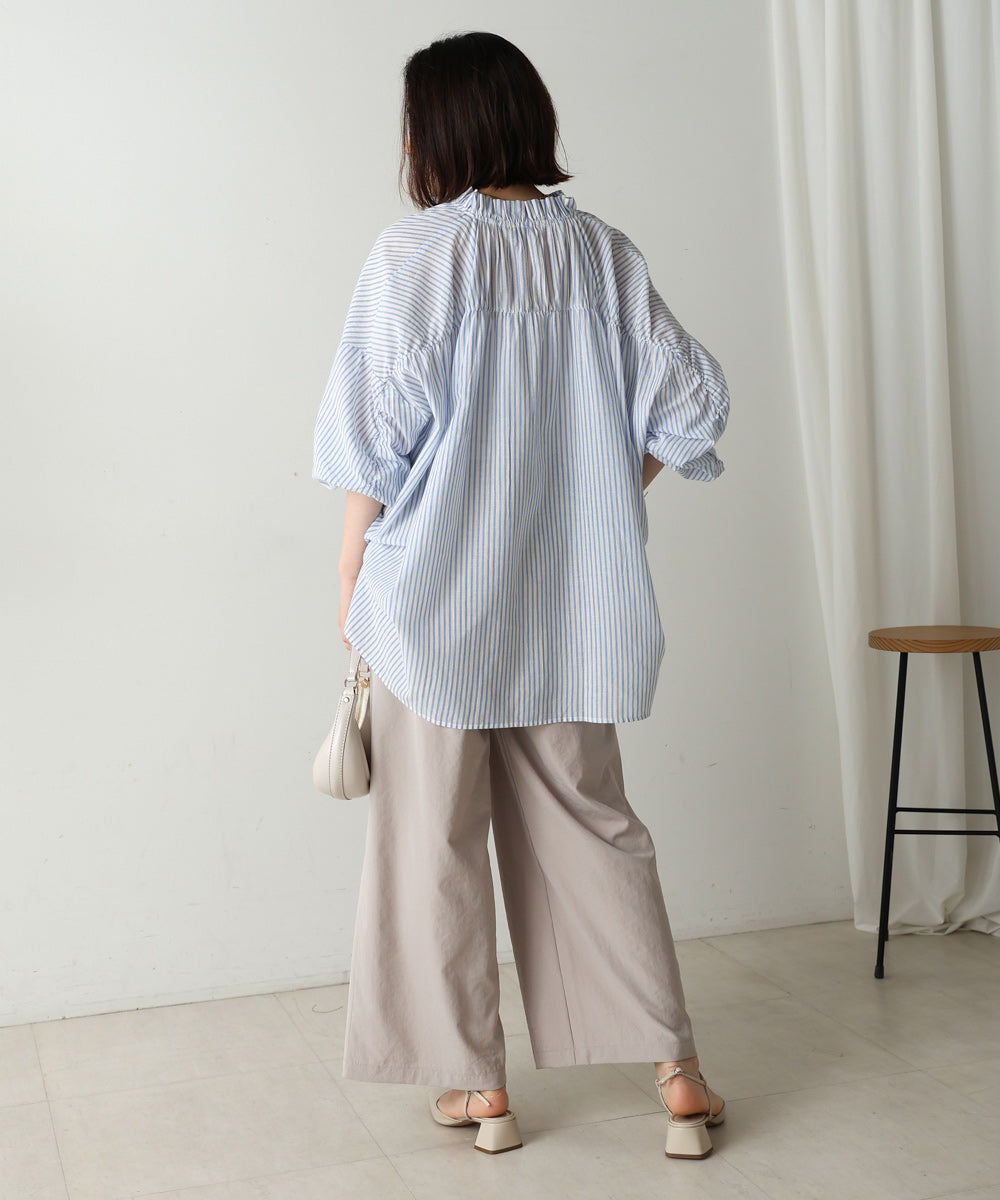 キャンブリックギャザーブラウス