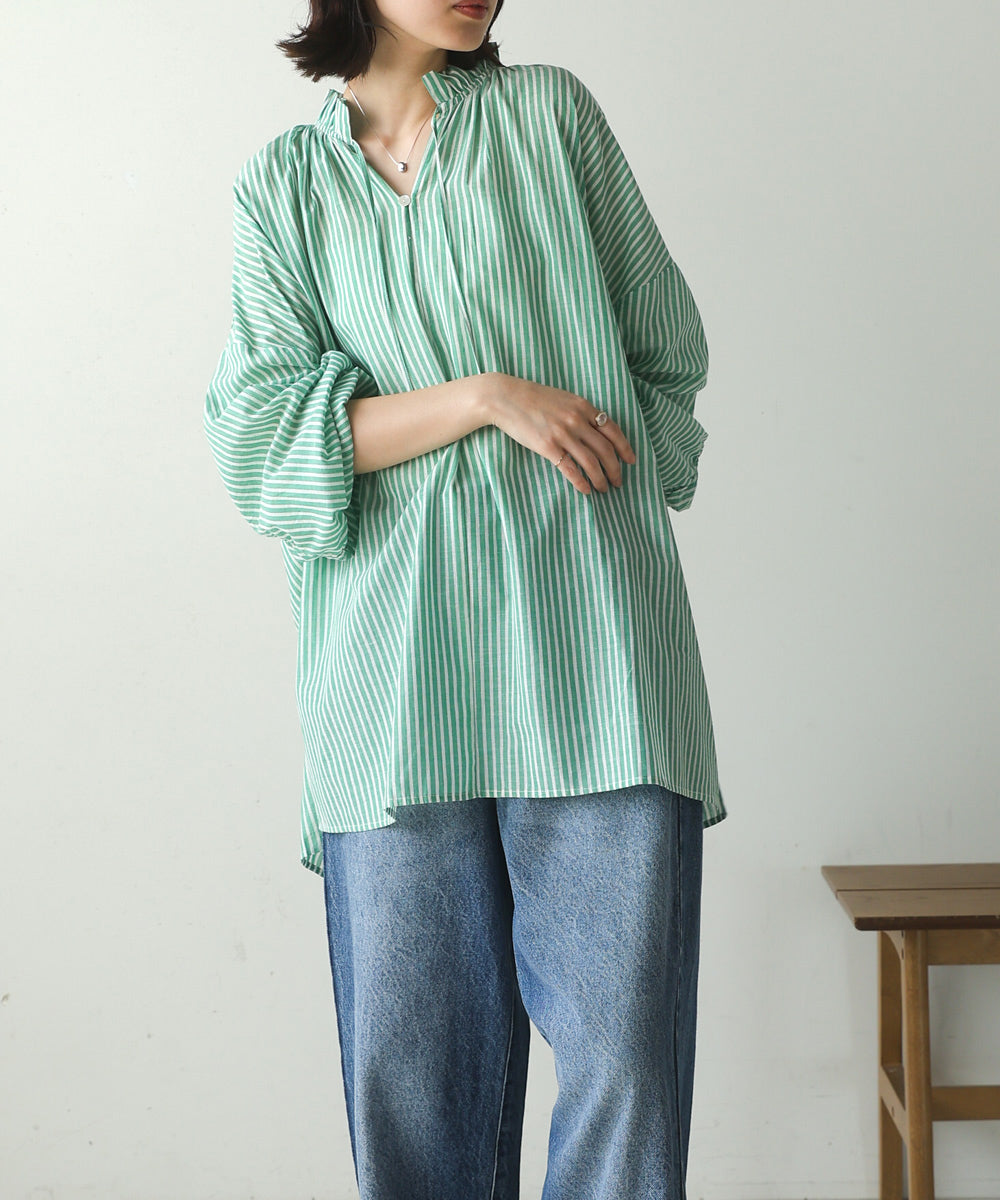 キャンブリックギャザーブラウス