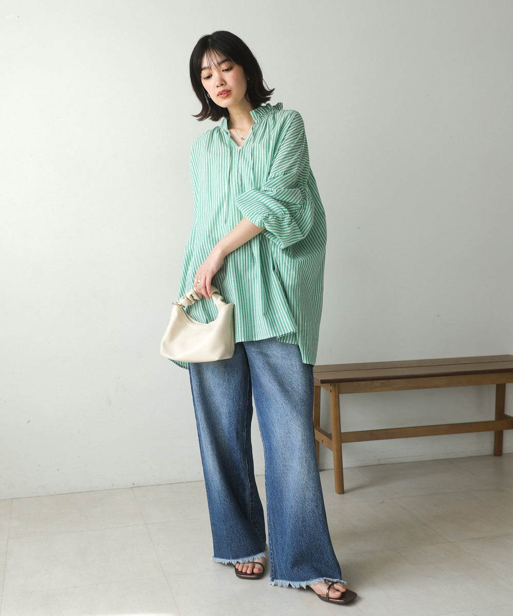 キャンブリックギャザーブラウス