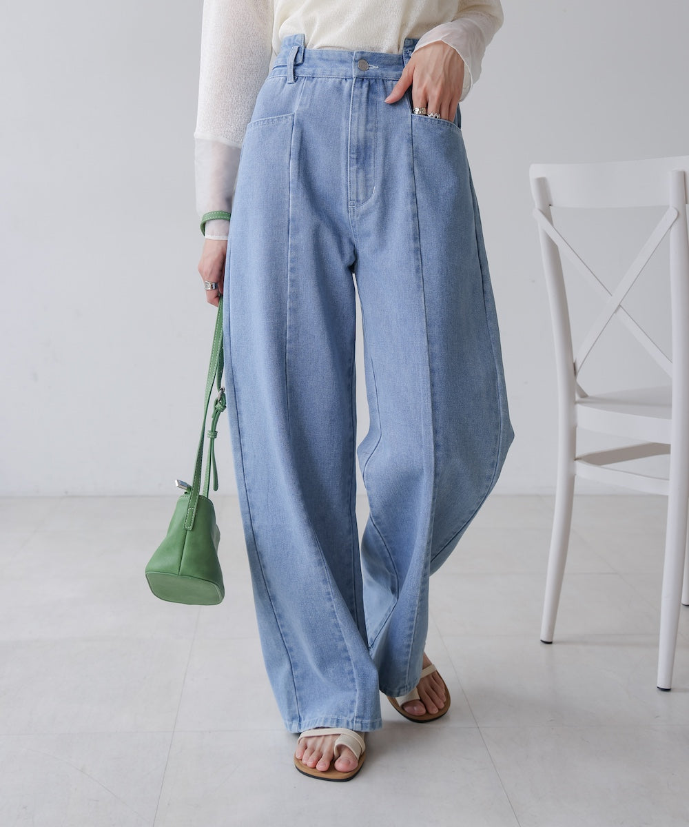 【S・M・Lサイズ展開】ウエスト切替デニムパンツ