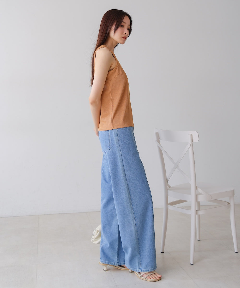 【S・M・Lサイズ展開】ウエスト切替デニムパンツ