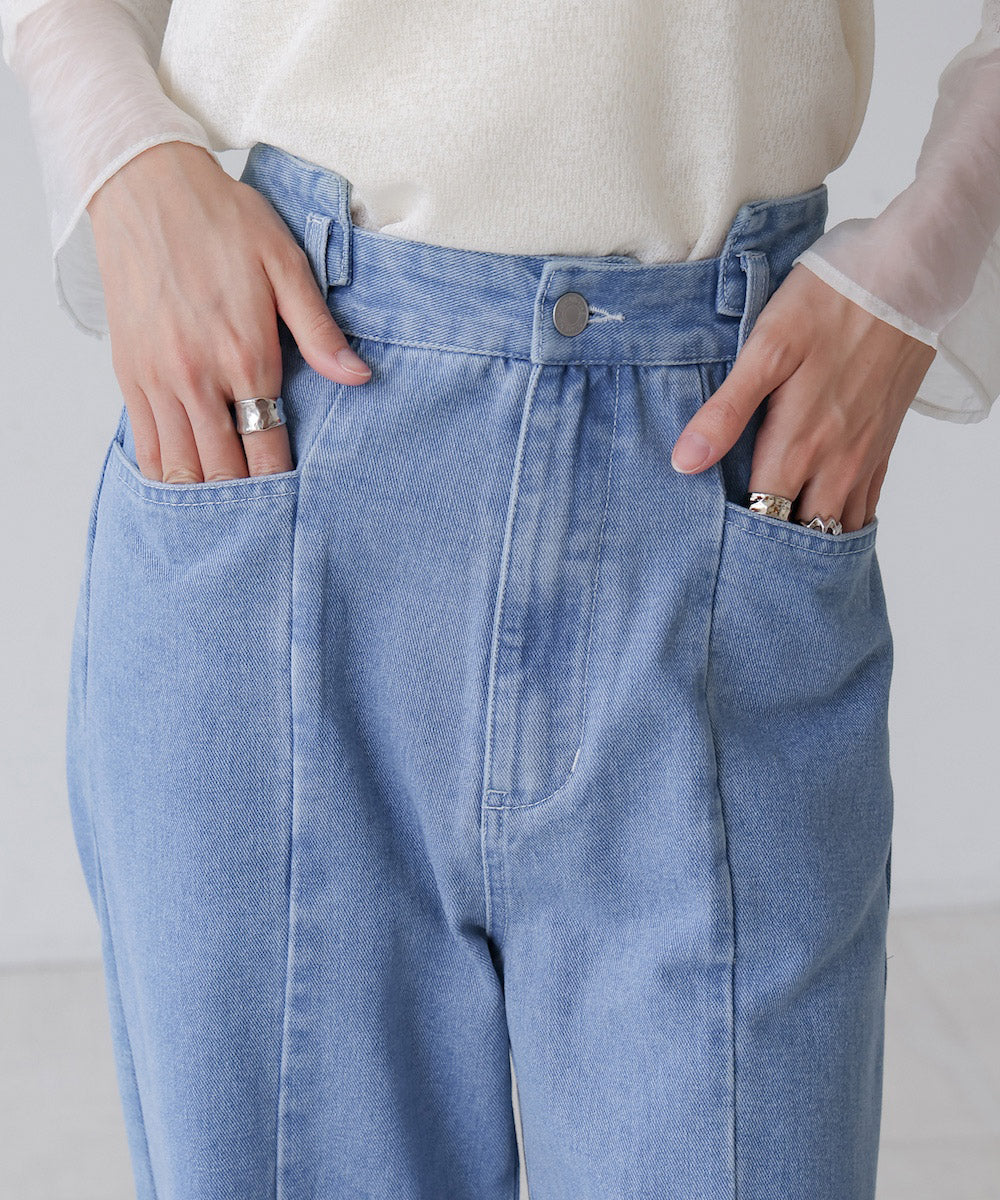 【S・M・Lサイズ展開】ウエスト切替デニムパンツ