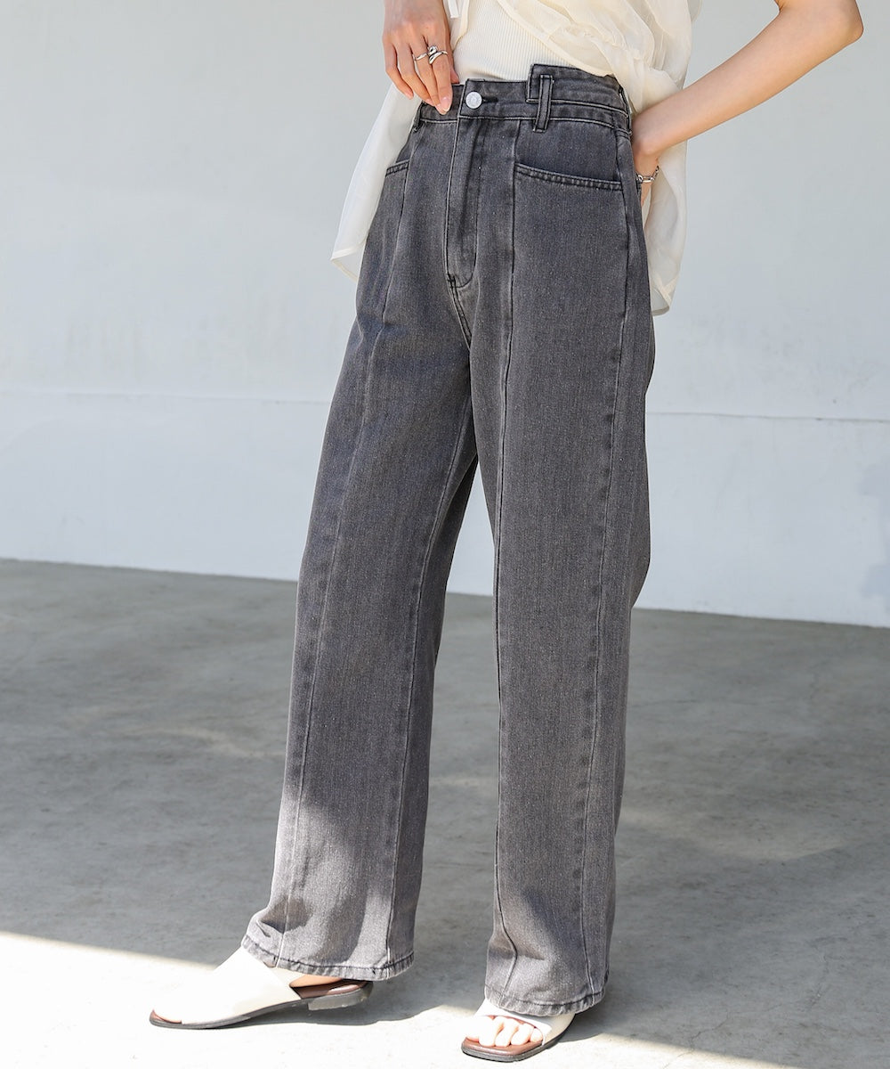 【S・M・Lサイズ展開】ウエスト切替デニムパンツ