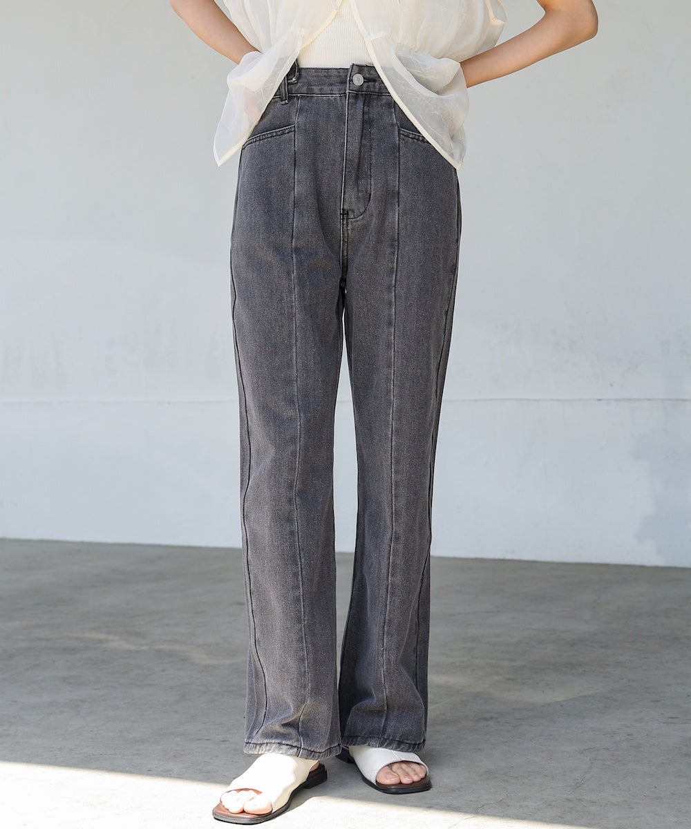 【S・M・Lサイズ展開】ウエスト切替デニムパンツ