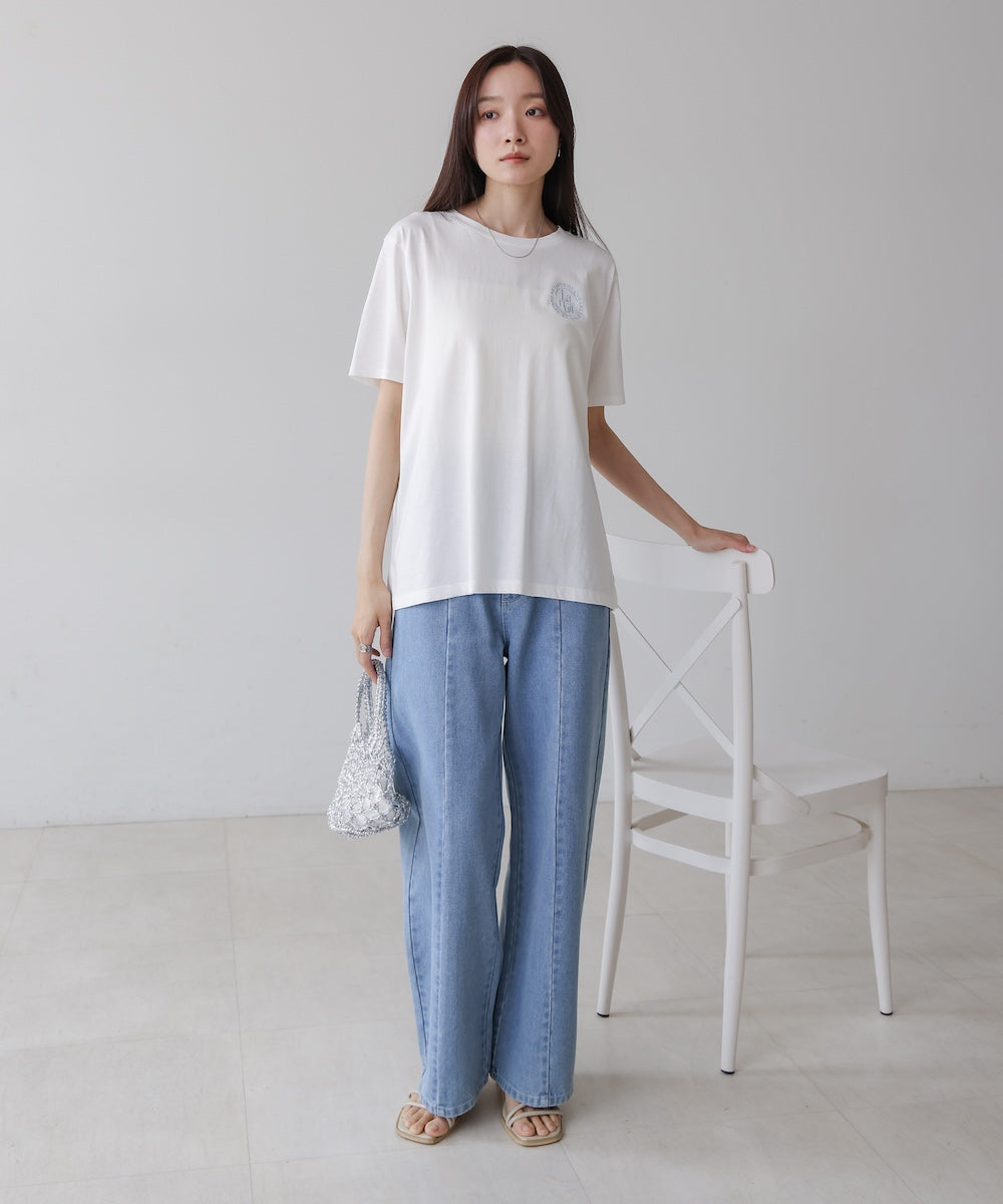 【S・M・Lサイズ展開】ウエスト切替デニムパンツ