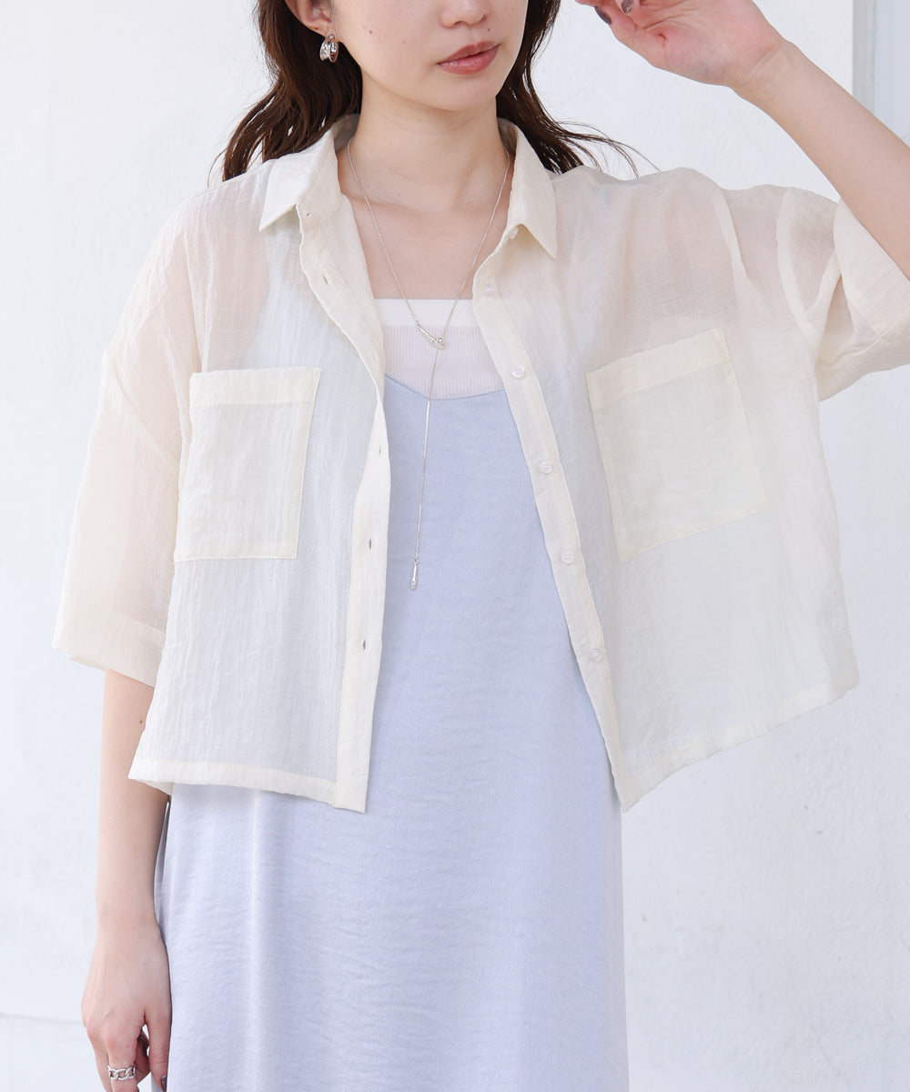 シアーショートシャツブラウス