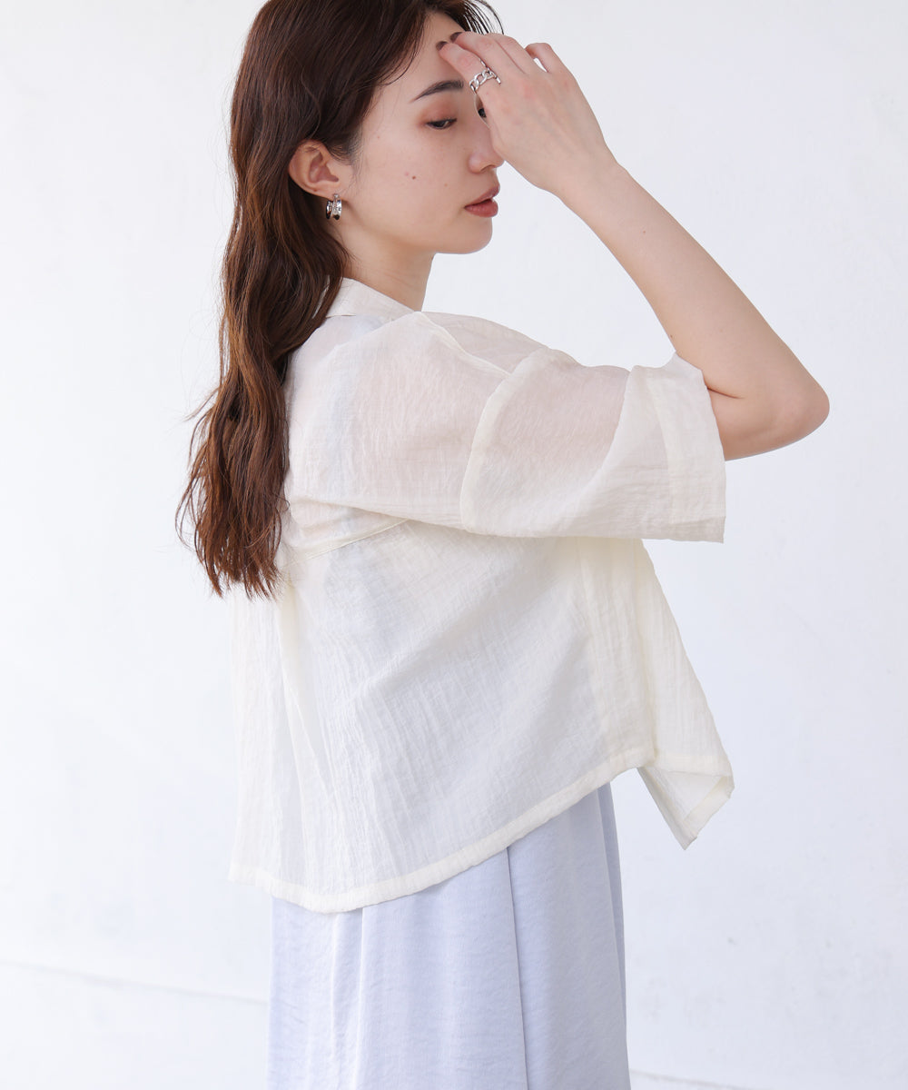 シアーショートシャツブラウス