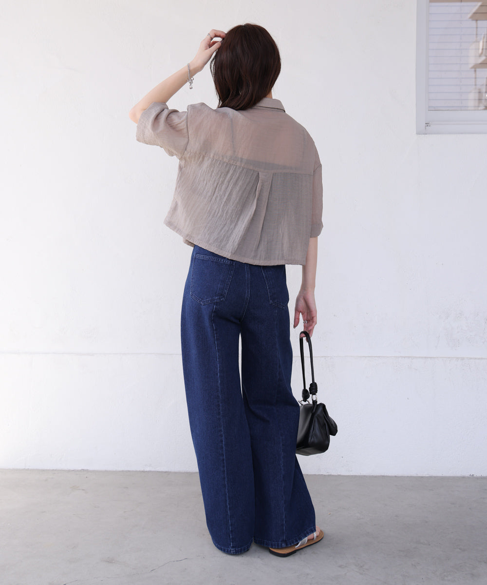 シアーショートシャツブラウス