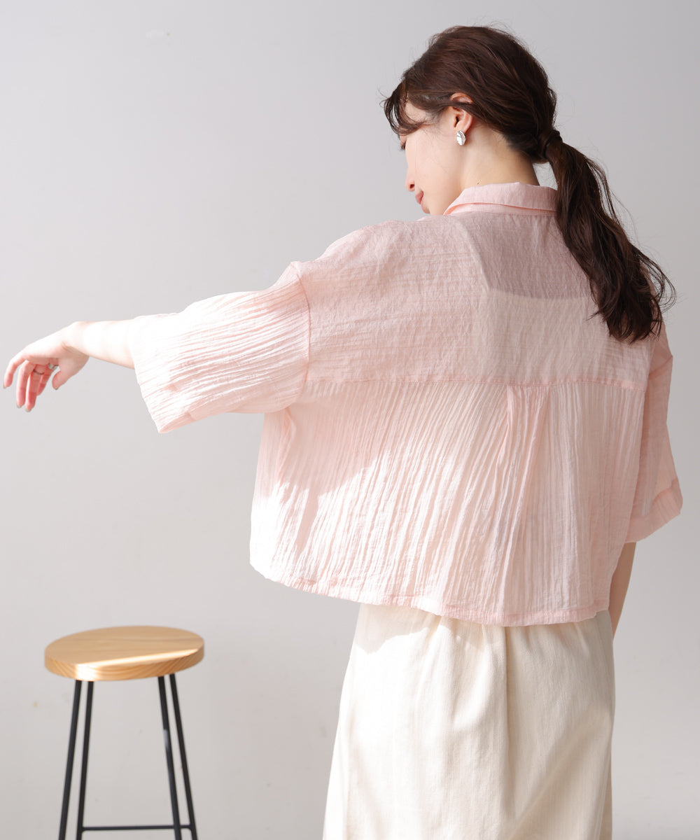 シアーショートシャツブラウス