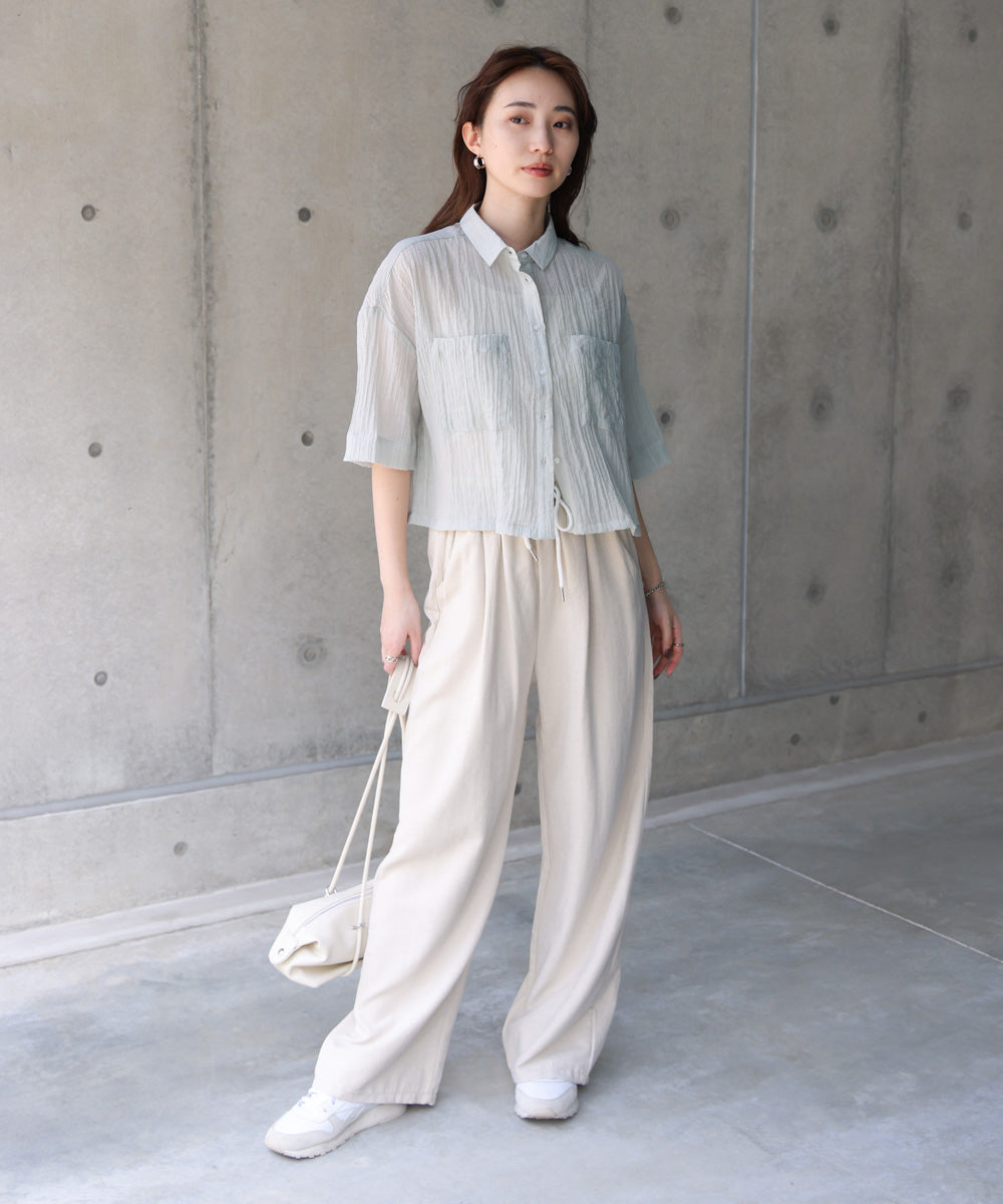 シアーショートシャツブラウス