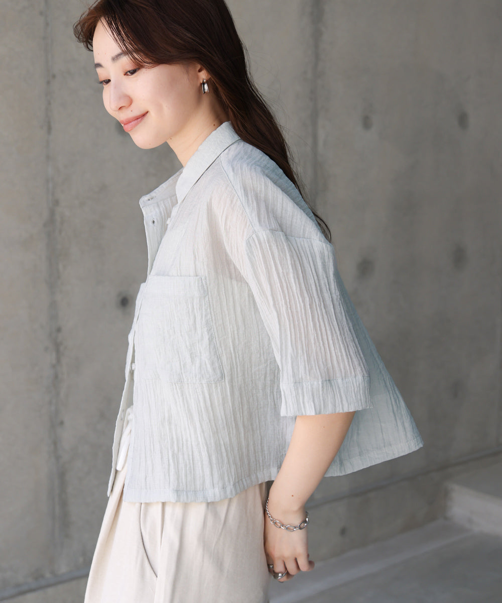 シアーショートシャツブラウス