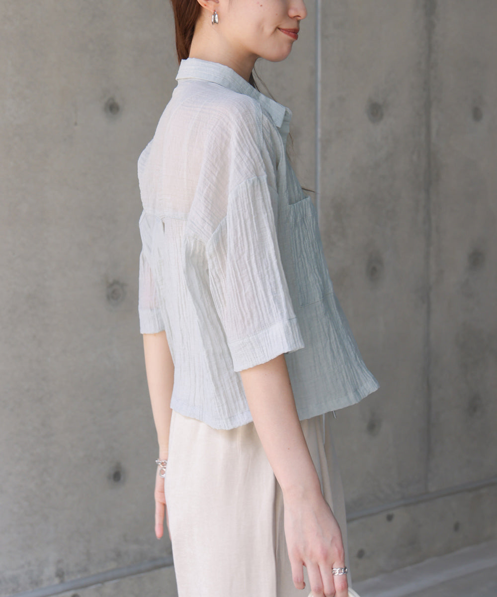 シアーショートシャツブラウス