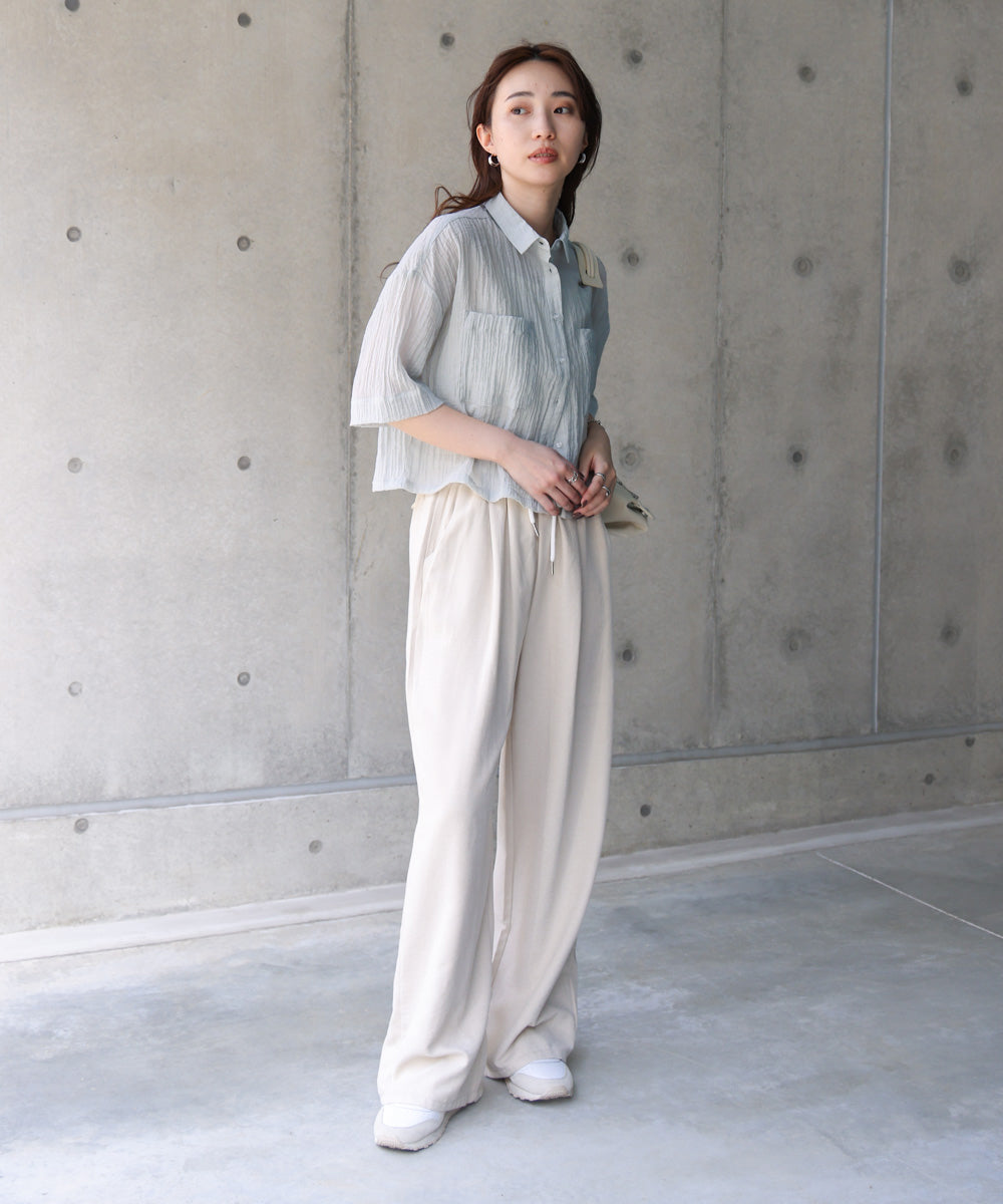 シアーショートシャツブラウス