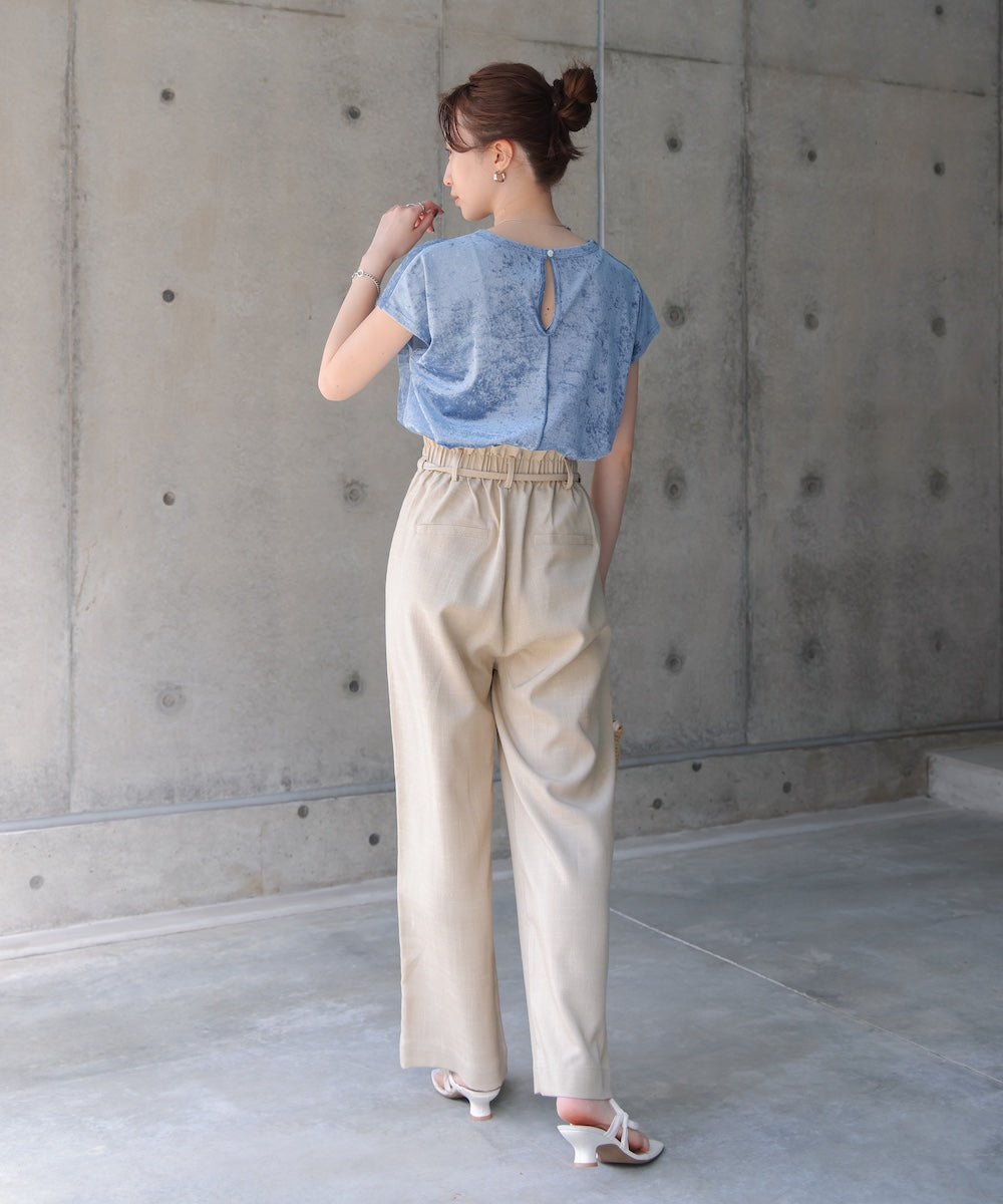 リネンライクウエストギャザーパンツ