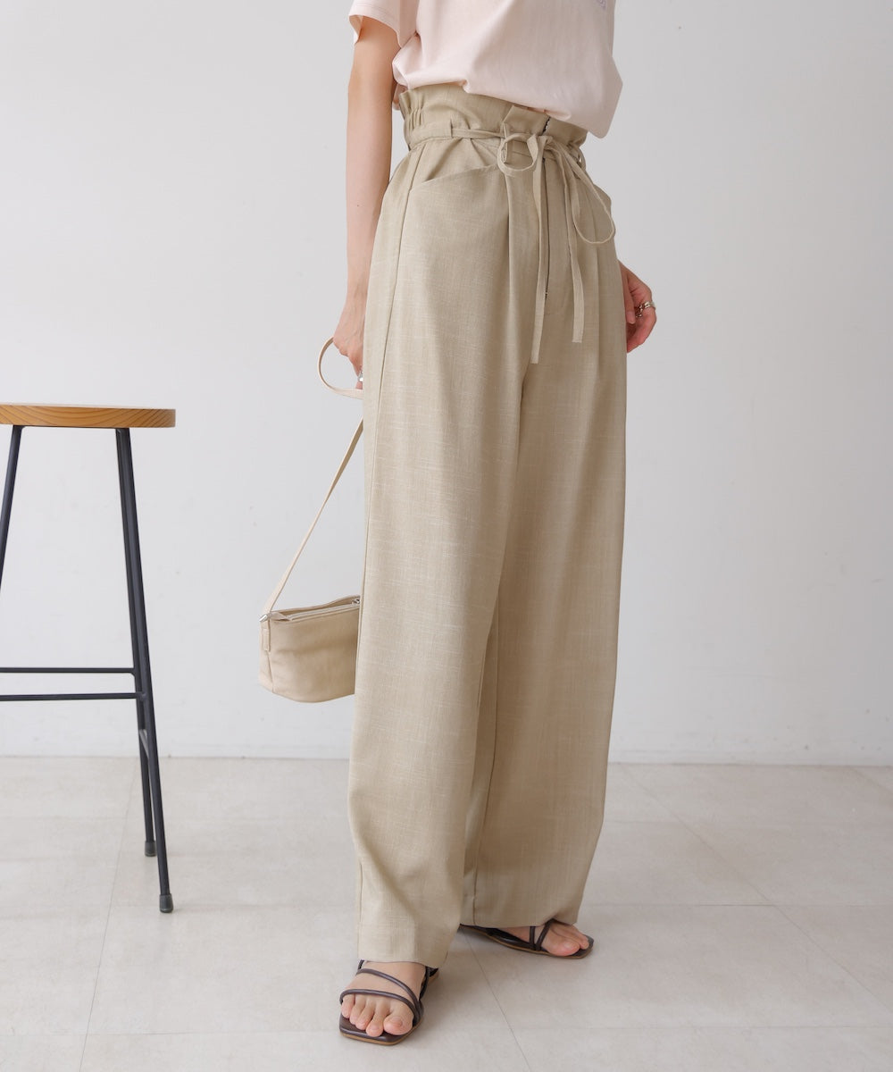 リネンライクウエストギャザーパンツ