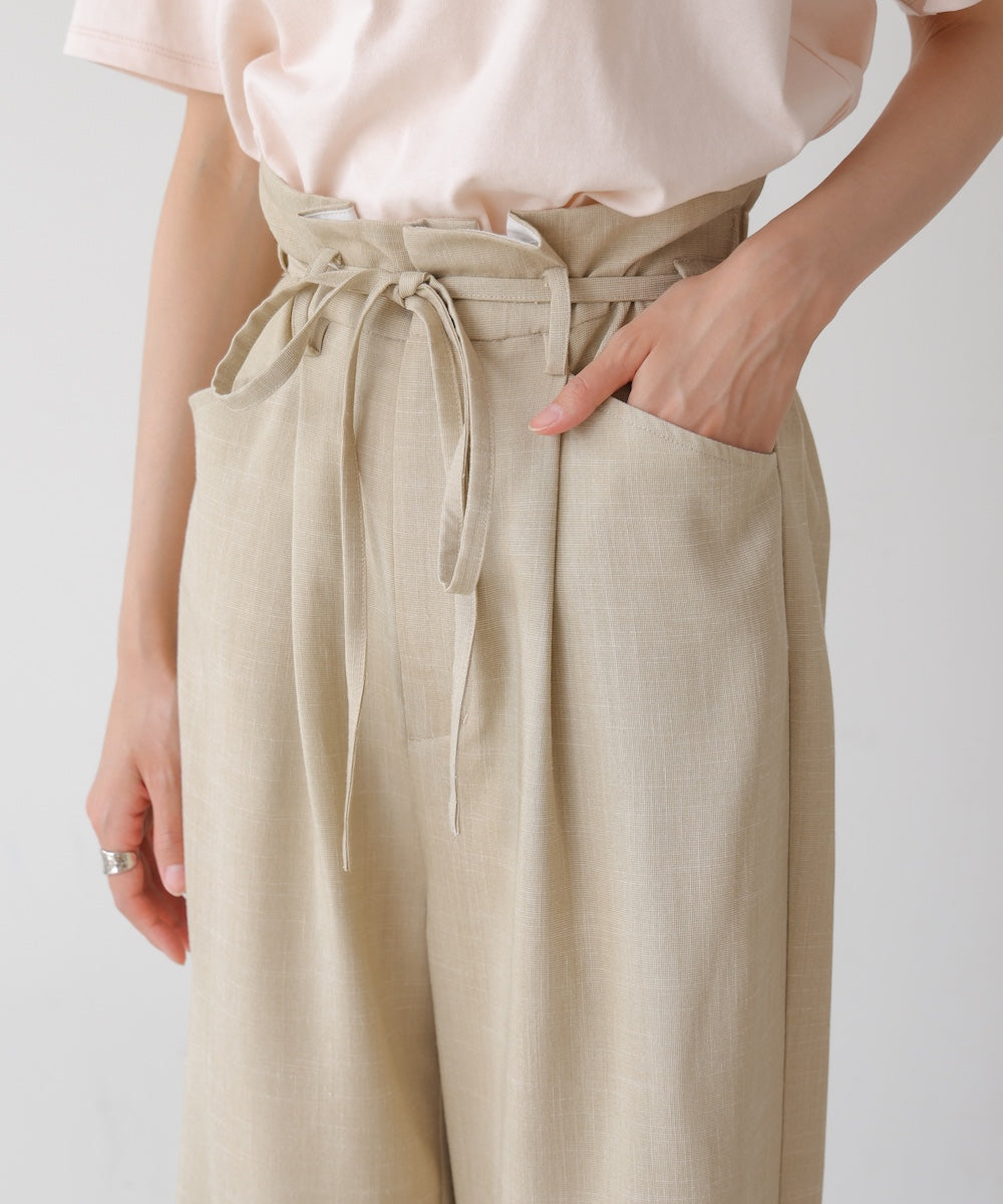 リネンライクウエストギャザーパンツ