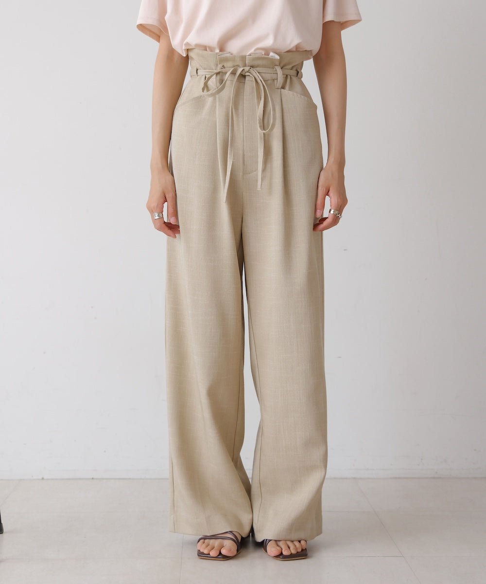 リネンライクウエストギャザーパンツ