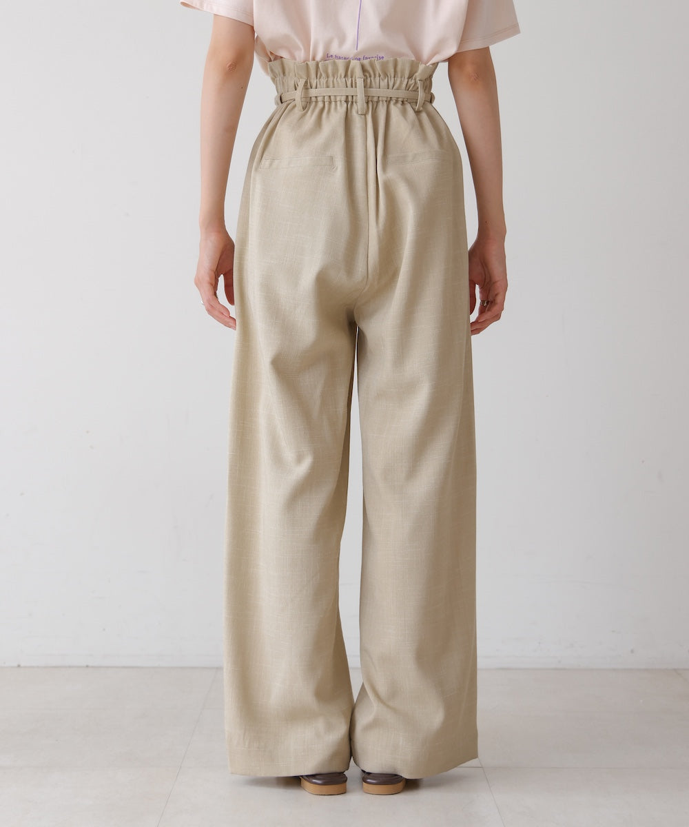 リネンライクウエストギャザーパンツ