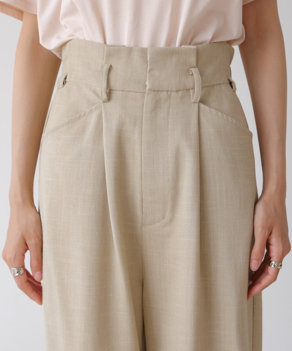 リネンライクウエストギャザーパンツ
