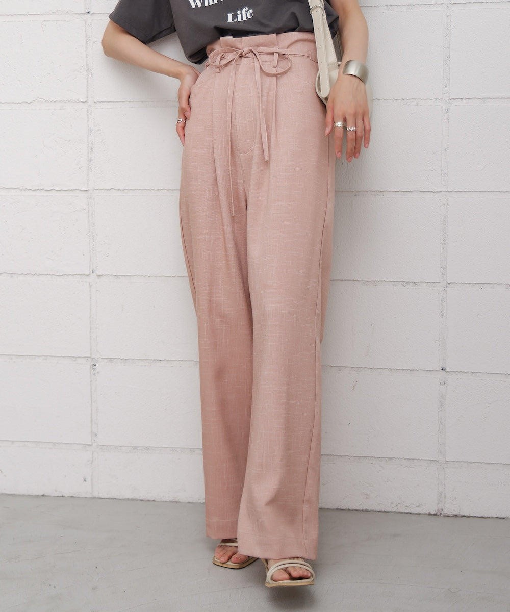 リネンライクウエストギャザーパンツ