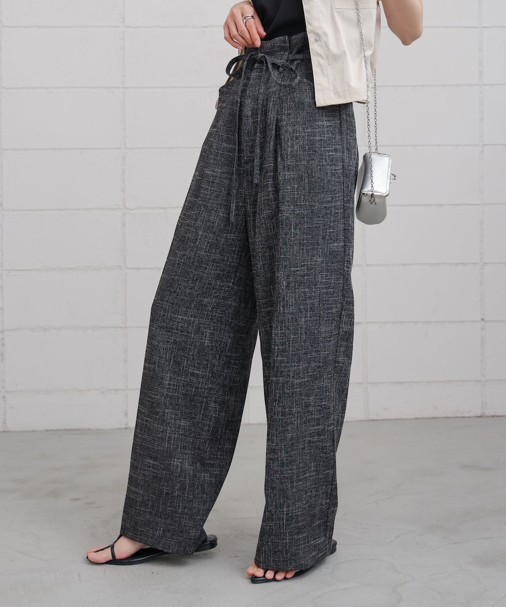 リネンライクウエストギャザーパンツ