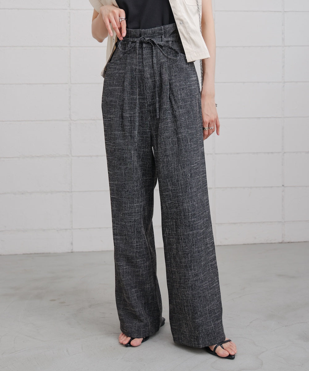 リネンライクウエストギャザーパンツ