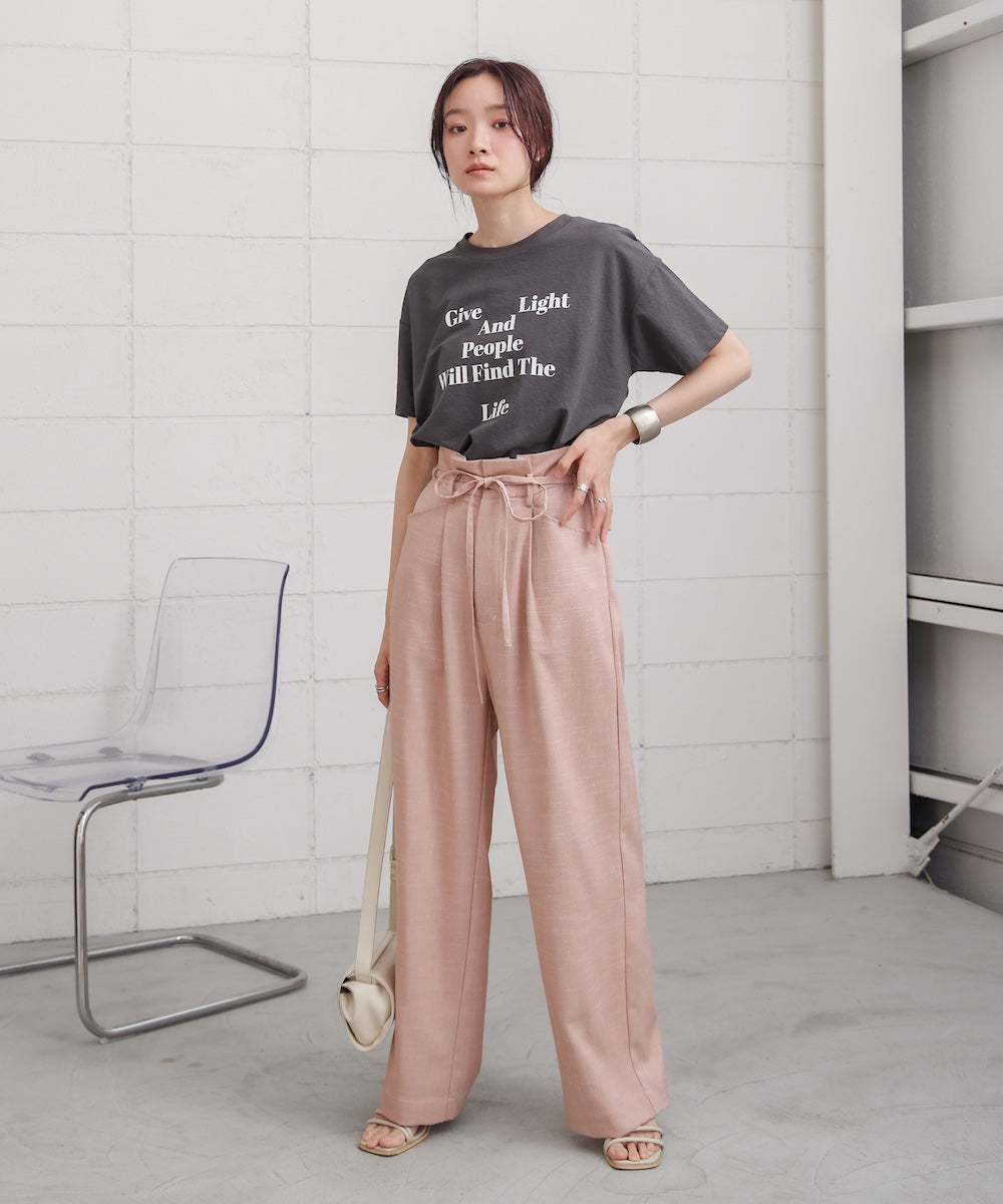 リネンライクウエストギャザーパンツ