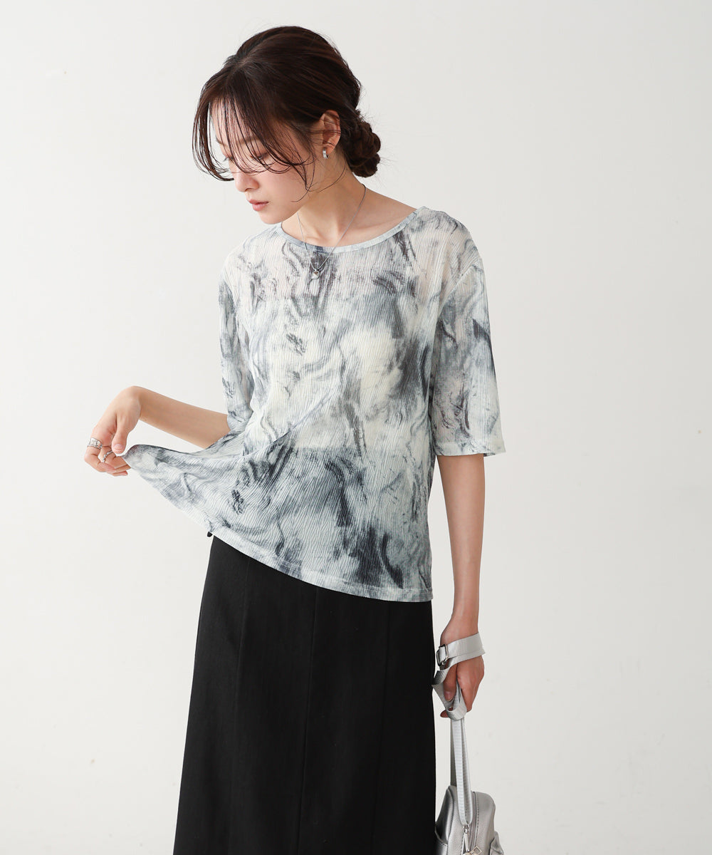 ニュアンスプリントシアーカットソー