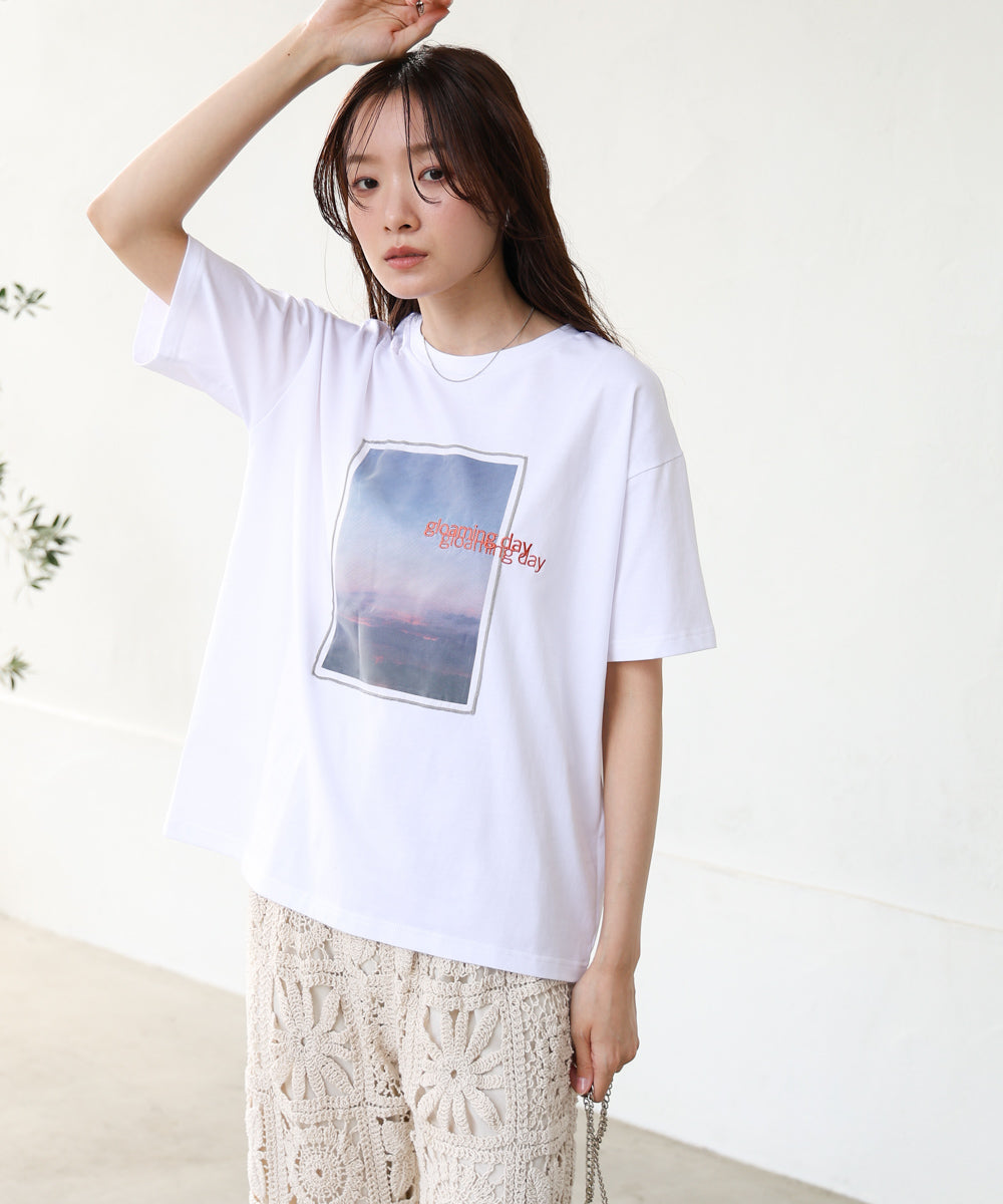 シアーレイヤードプリントTシャツ