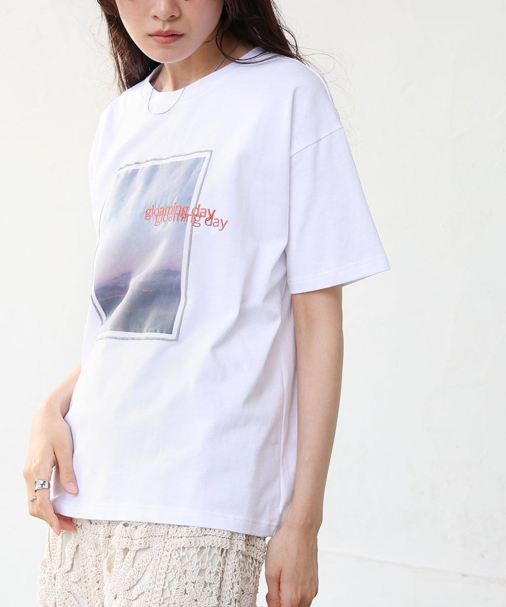 シアーレイヤードプリントTシャツ