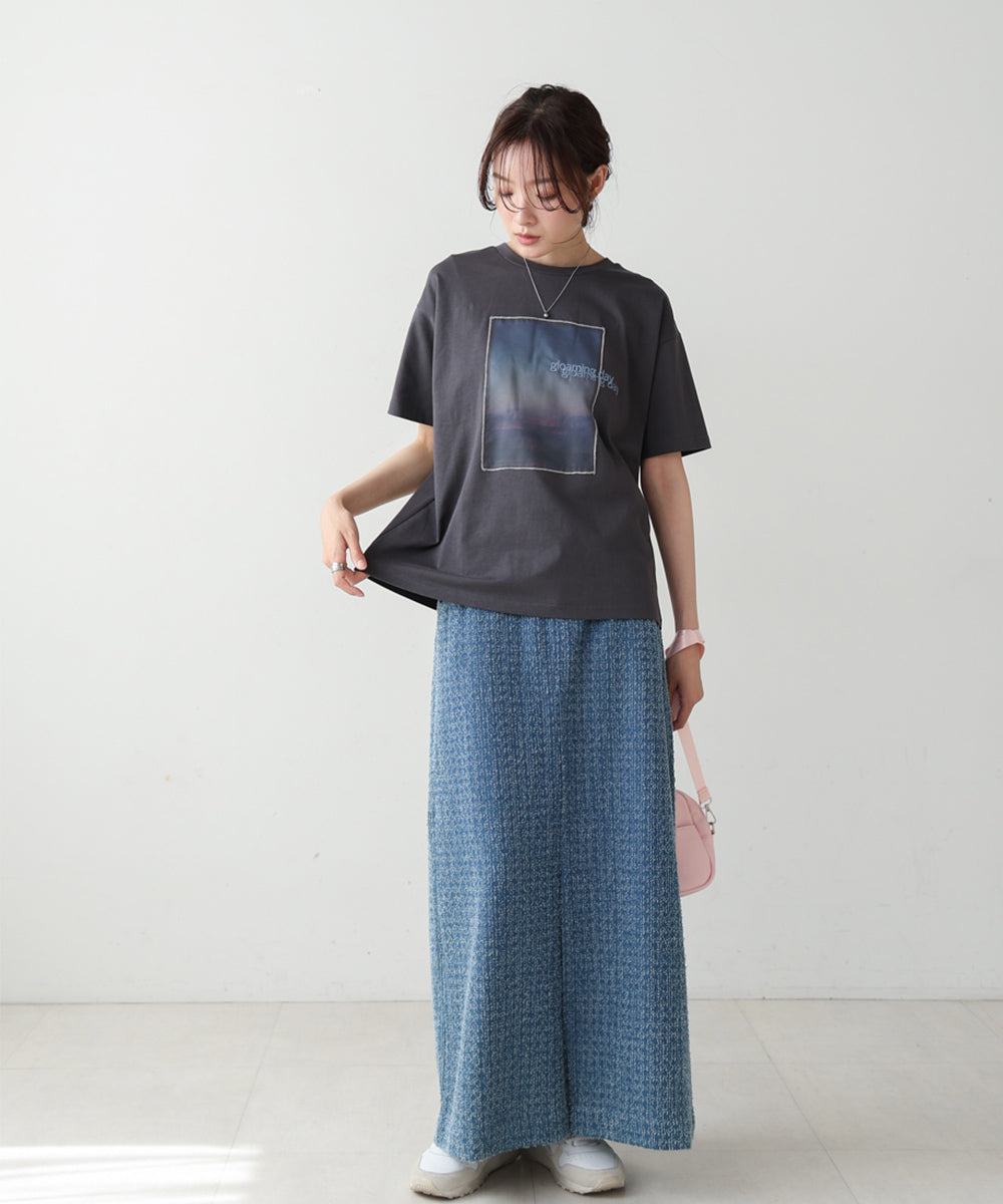 シアーレイヤードプリントTシャツ