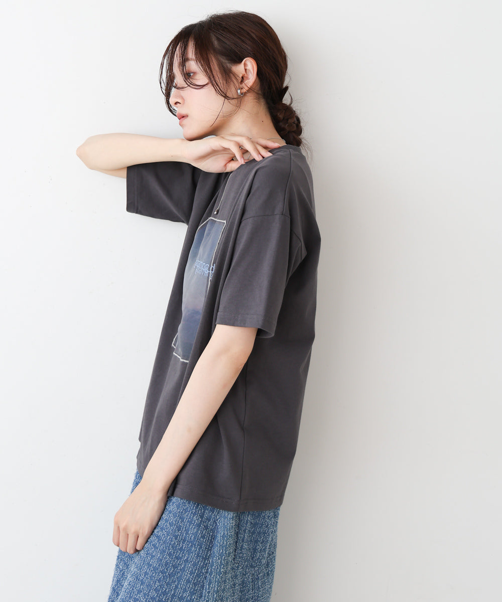 シアーレイヤードプリントTシャツ