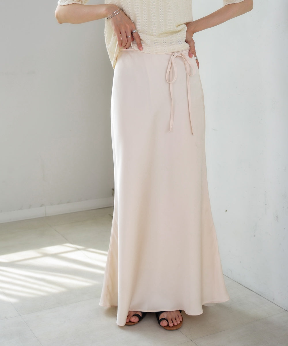 【S・Mサイズ展開】裾シアーサテンナロースカート