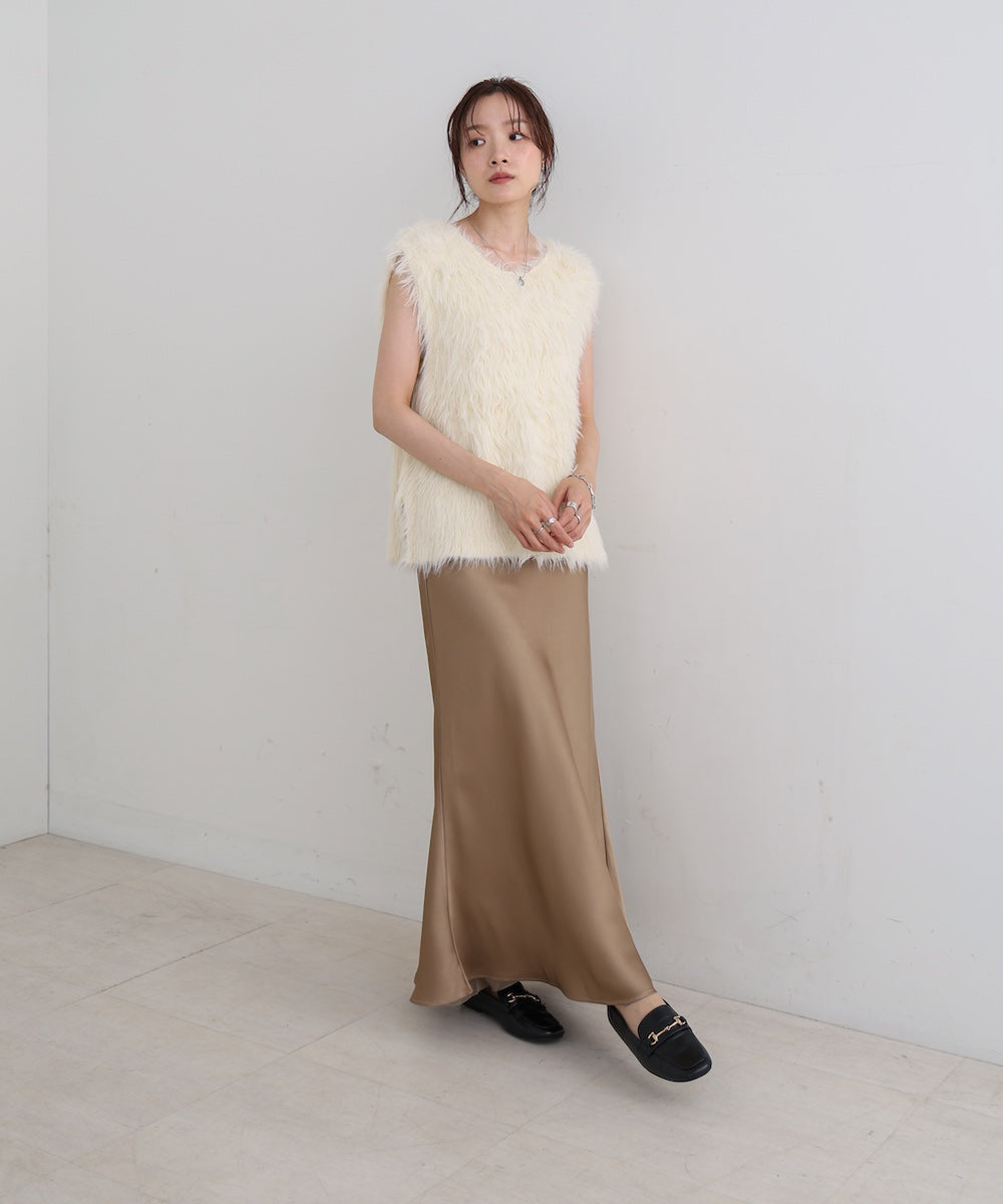 【S・Mサイズ展開】裾シアーサテンナロースカート