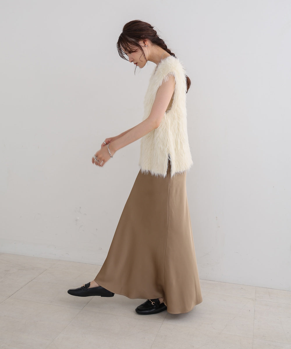 【S・Mサイズ展開】裾シアーサテンナロースカート