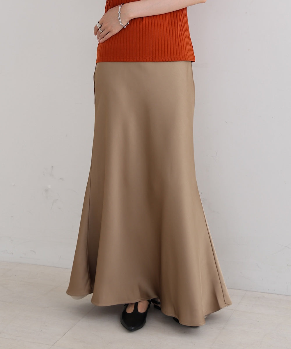 【S・Mサイズ展開】裾シアーサテンナロースカート