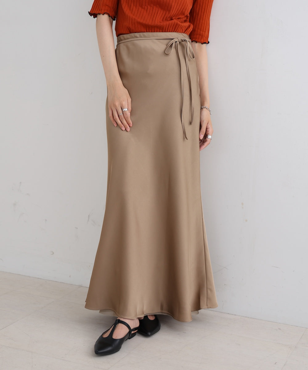 【S・Mサイズ展開】裾シアーサテンナロースカート