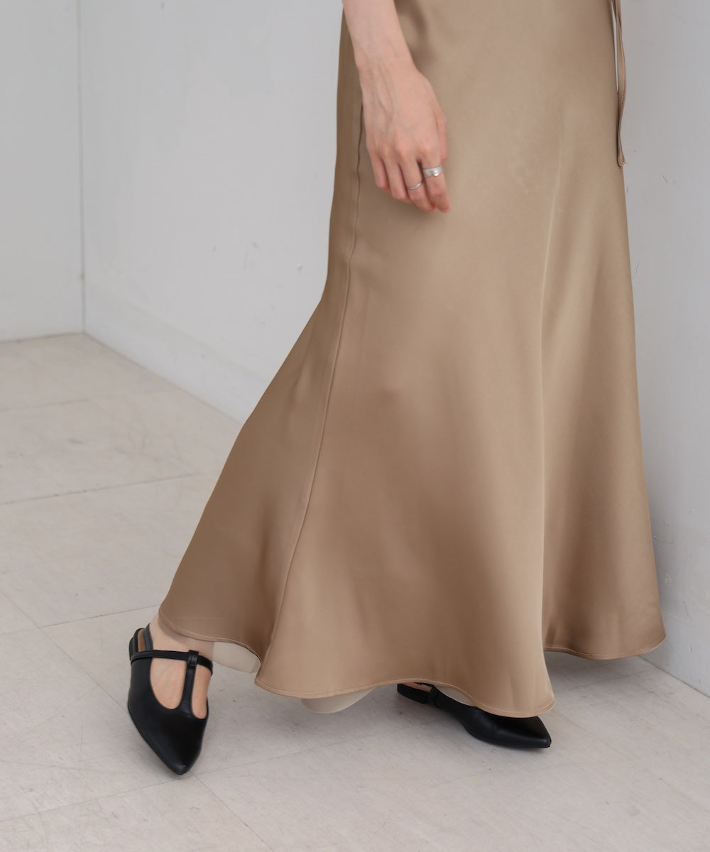 【S・Mサイズ展開】裾シアーサテンナロースカート