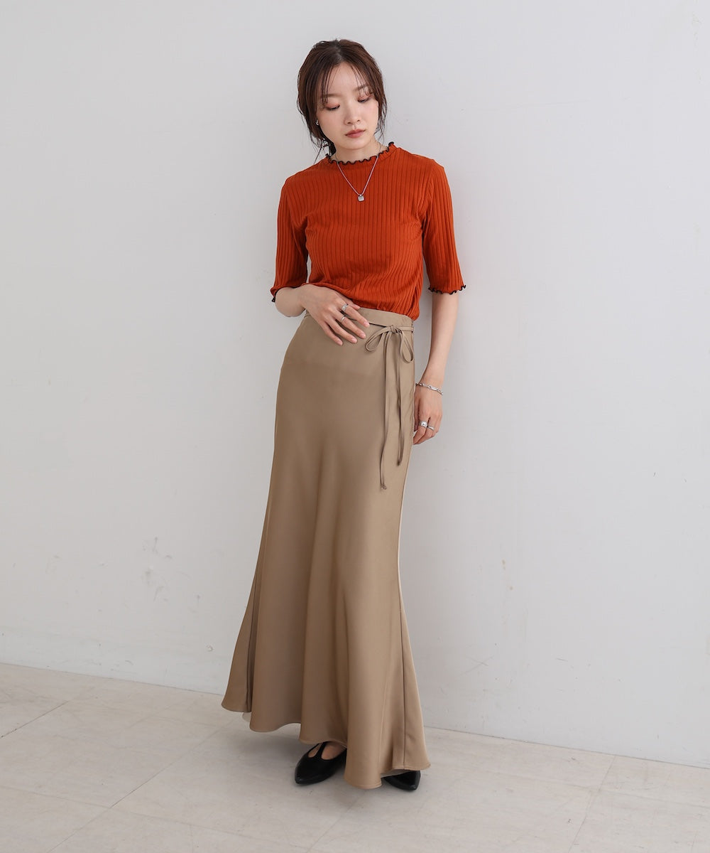 【S・Mサイズ展開】裾シアーサテンナロースカート