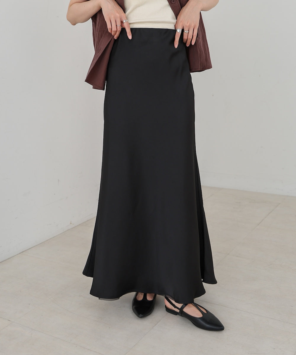 【S・Mサイズ展開】裾シアーサテンナロースカート